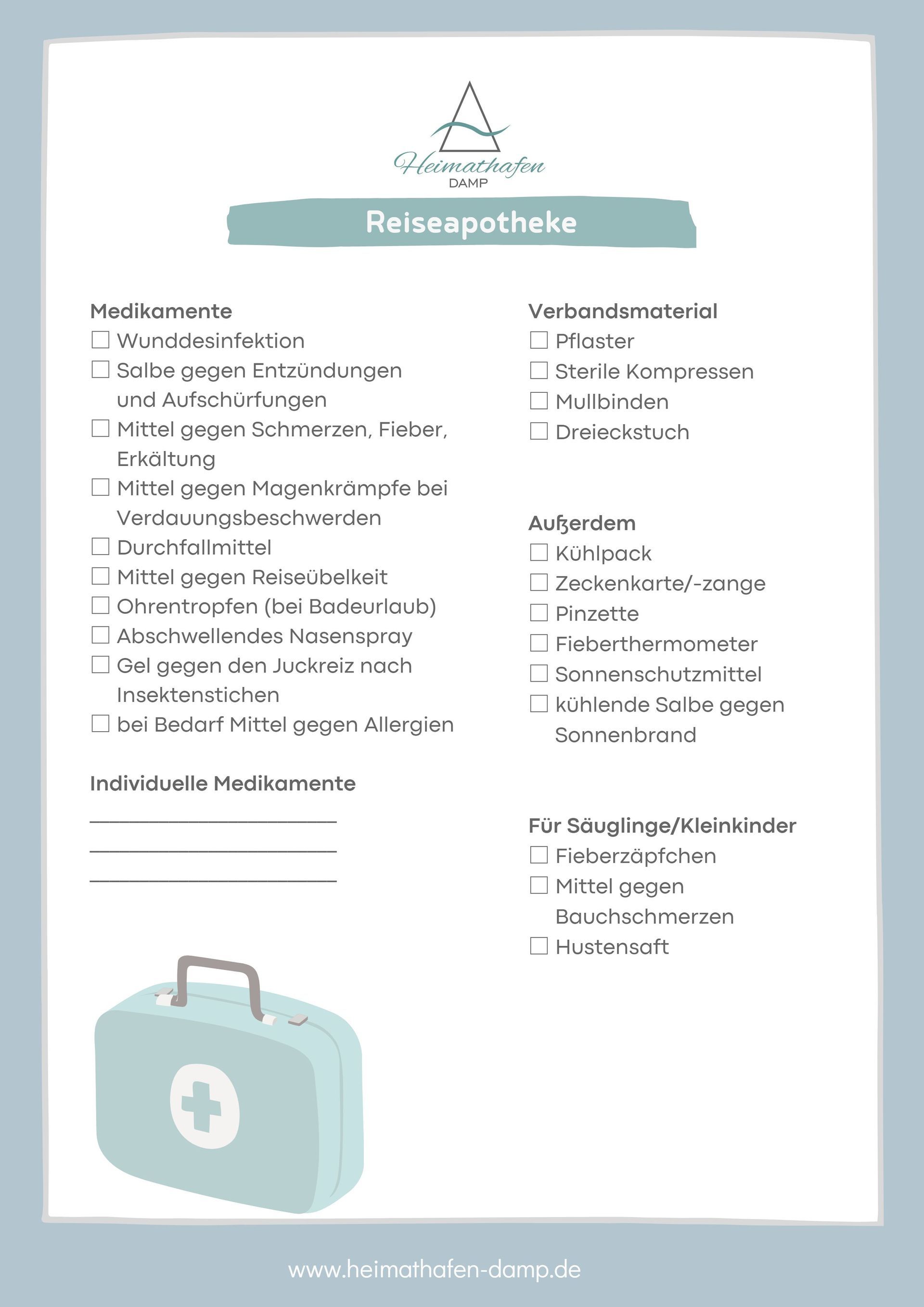 Checkliste Reiseapotheke