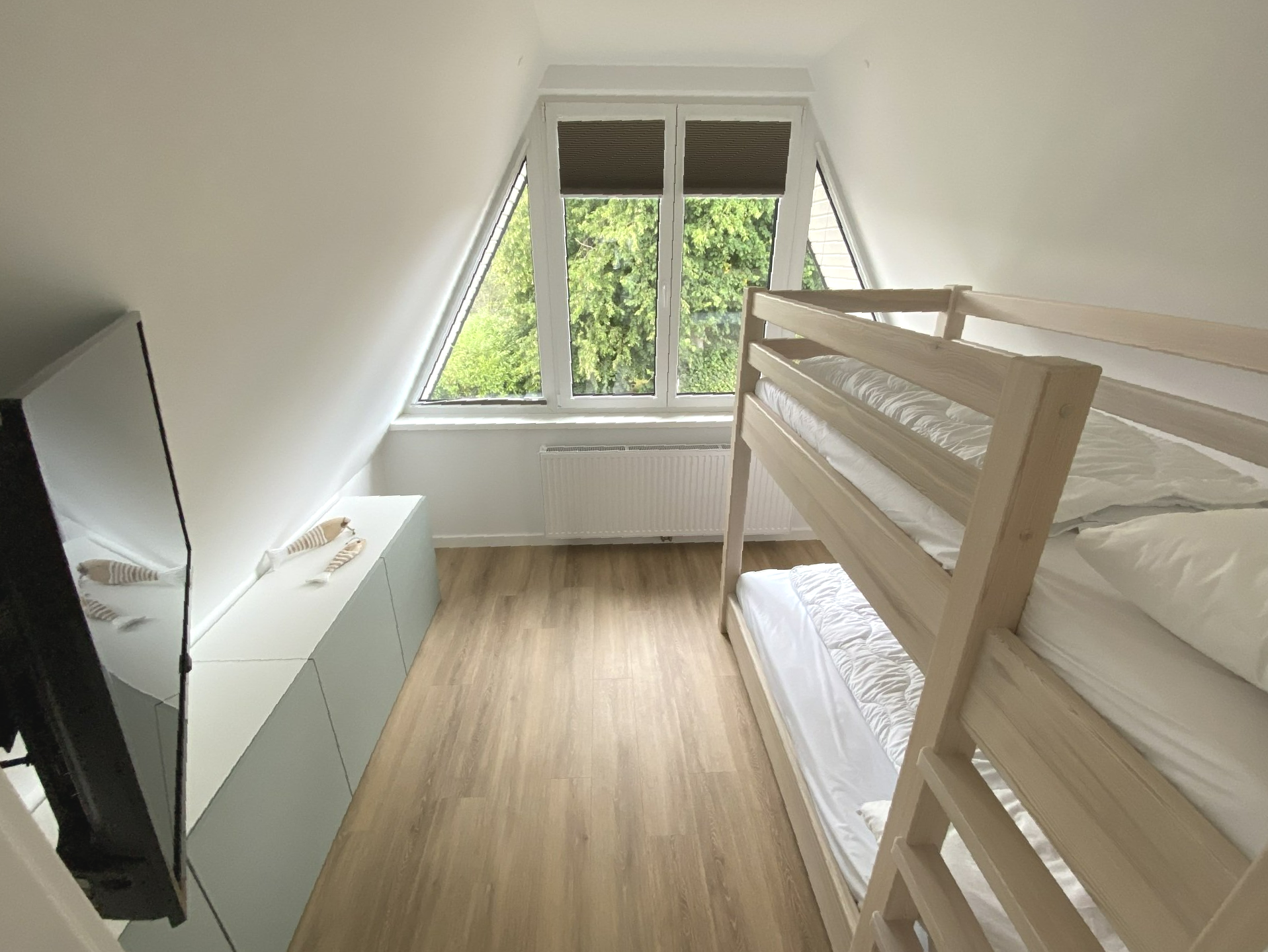 Ferienhaus mit zwei Schlafzimmern, hier 2.SZ mit Etagenbett