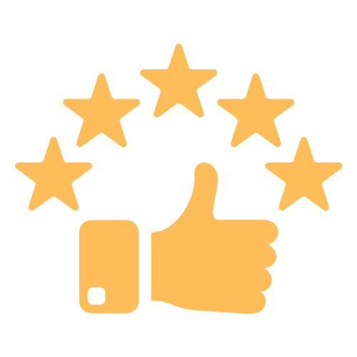 A hand is giving a thumbs up with five stars around it.