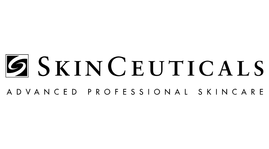 The skinceuticals logo is black and white and says advanced professional skincare.