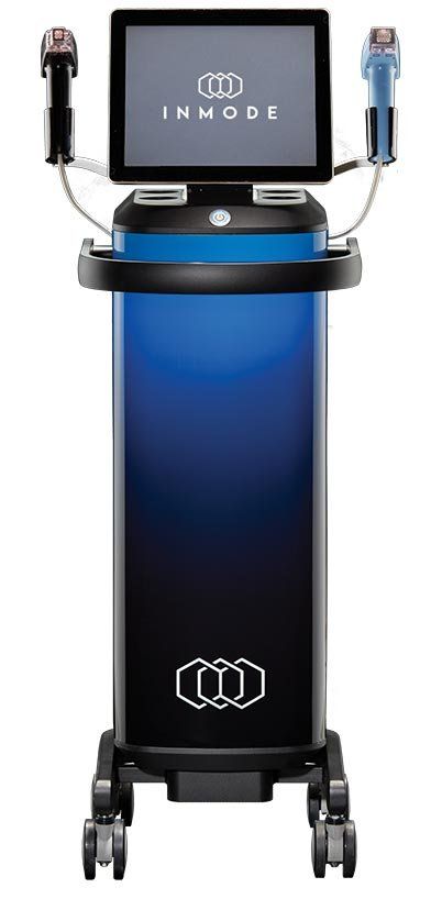 A blue and black machine with a screen on top of it.