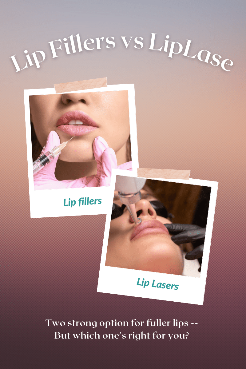 A woman getting lip fillers and a woman getting laser lip plumping