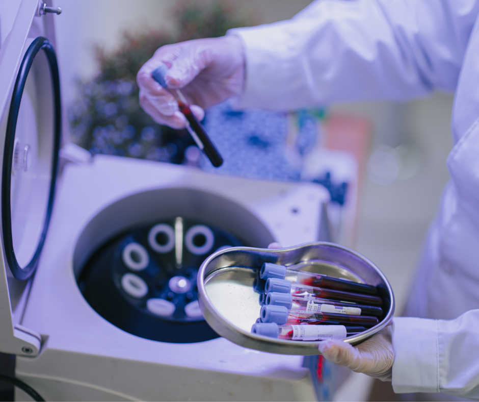 Cosmetologist using centrifuge to perform PRP treatment
