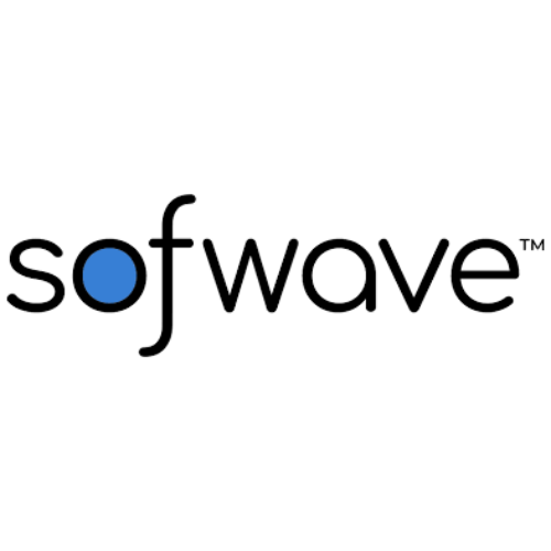 A logo for a company called sofwave with a blue circle in the middle.