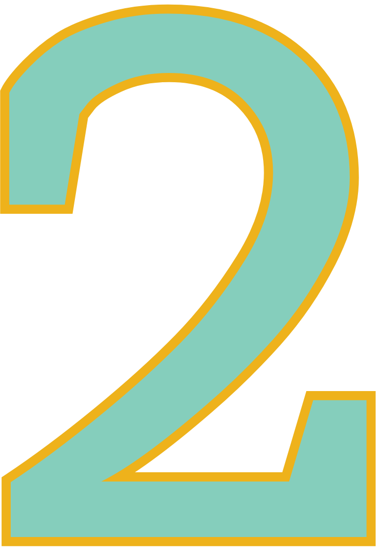 A large, bold, yellow number one with an orange outline against a white background.