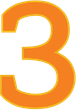 A large, bold, yellow number one with an orange outline against a white background.