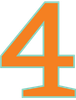 A large, bold, yellow number one with an orange outline against a white background.