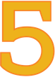 A large, bold, yellow number one with an orange outline against a white background.