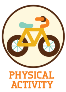 A yellow bicycle icon inside a circle above the text 