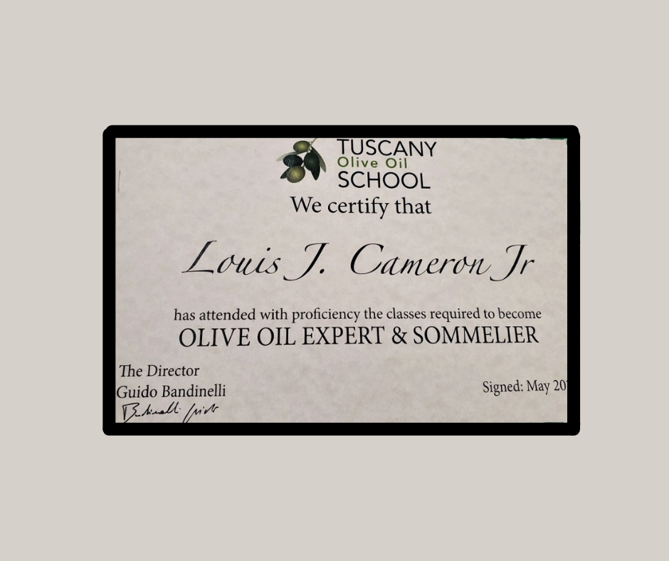Louis J Cameron Certified Olive Oil Expert Sommelier