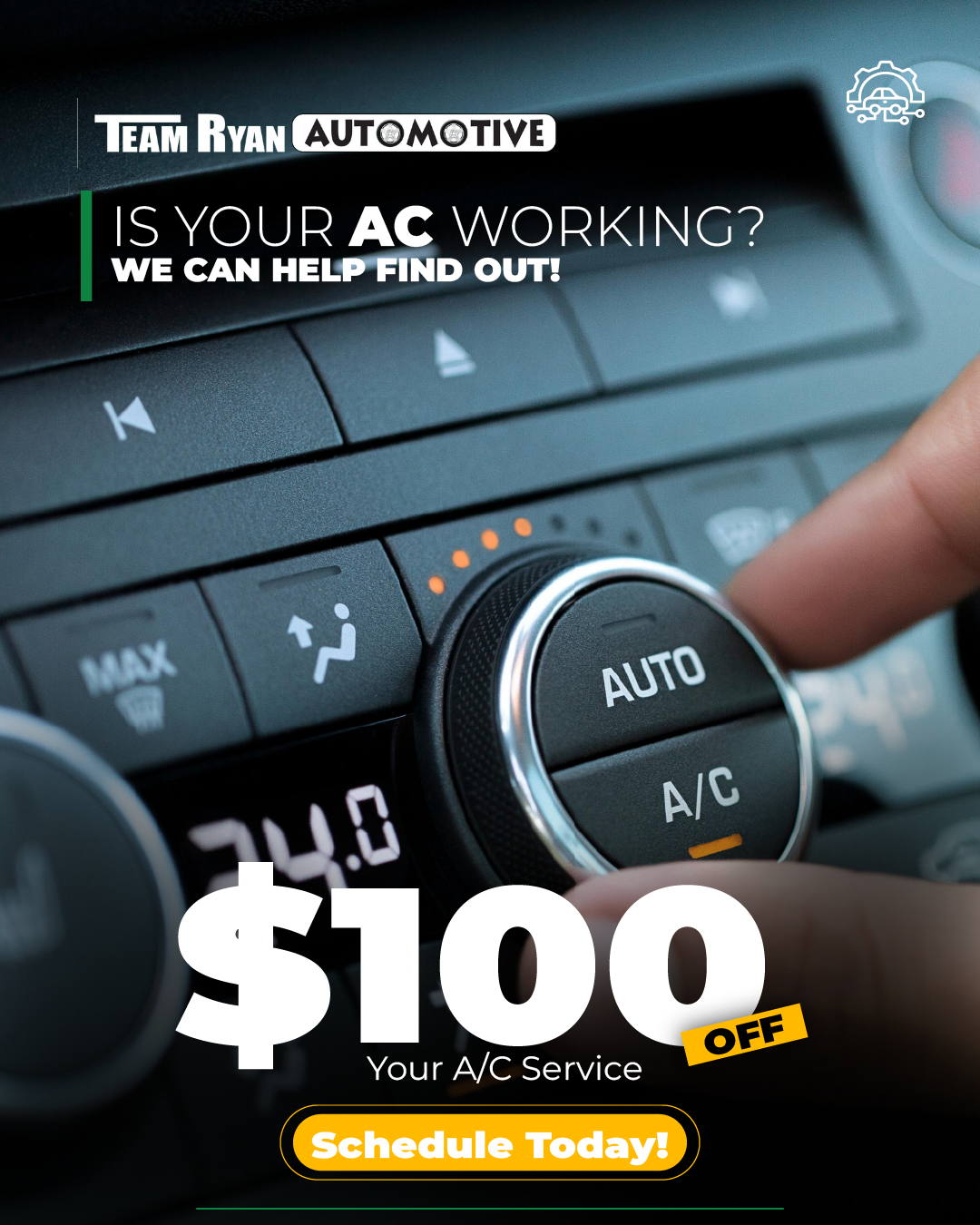 two men are standing next to each other in a garage looking under the hood of a car