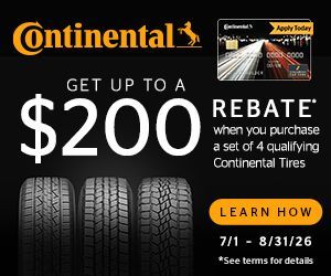 Continental $110 Rebate — Set of 4 Qualifying Tires