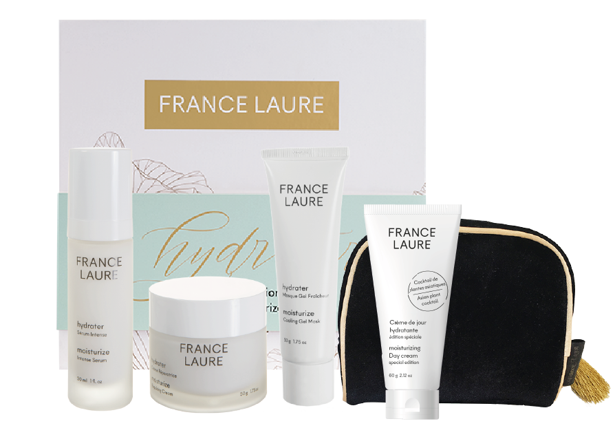 Une boîte de cosmétiques france laure avec un sac à cosmétiques.