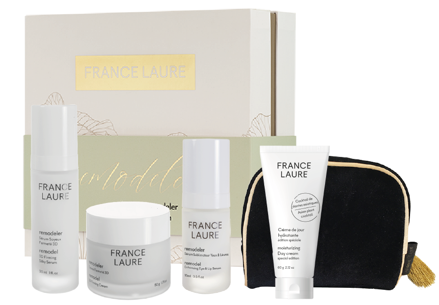 Un ensemble de cosmétiques france laure avec un sac à cosmétiques