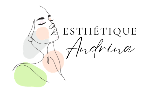Un dessin au trait d'un visage de femme avec les mots esthetique andrina en dessous.