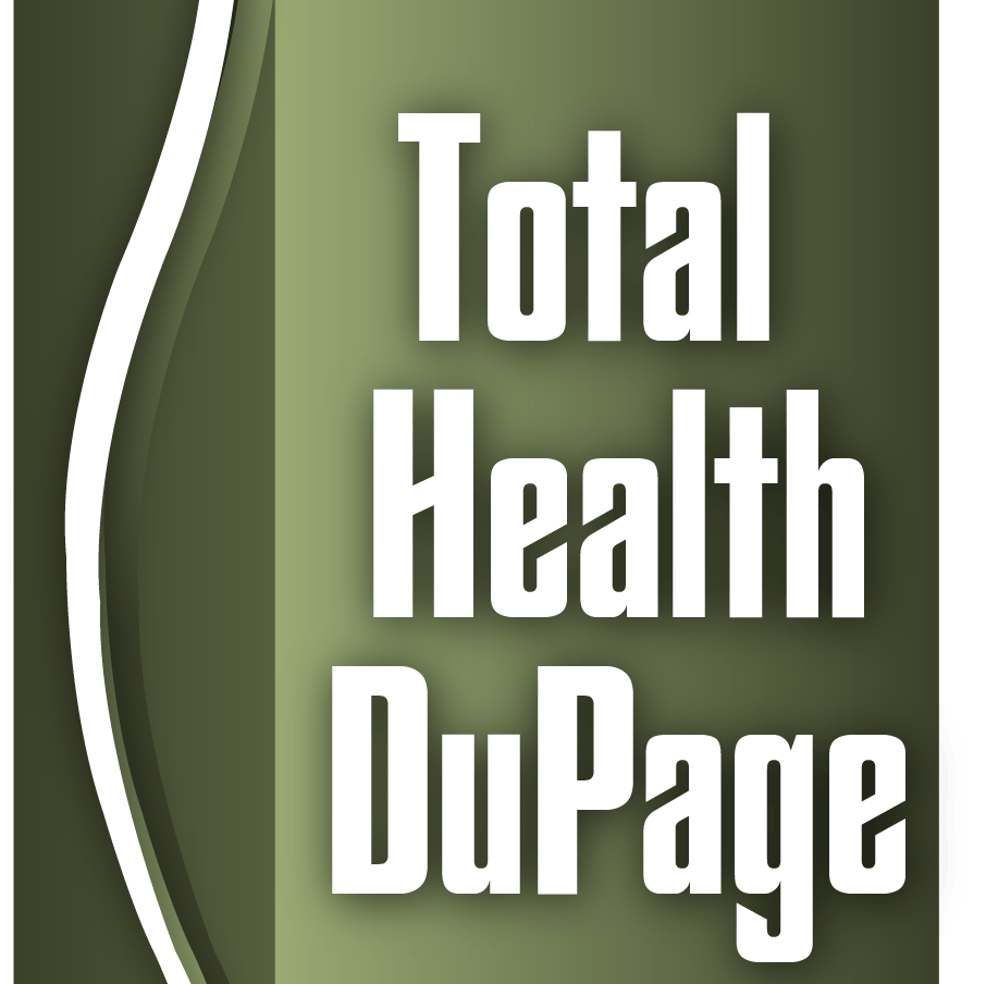 A green and white logo for total health dupage