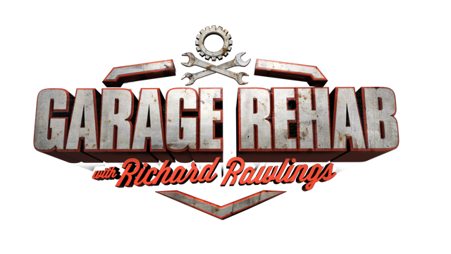 The logo for garage rehab with richard rawlings is shown on a white background.