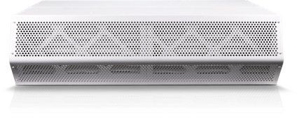 A white box with holes in it is sitting on a white surface.