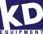 The kd equipment logo is blue and white on a blue background.