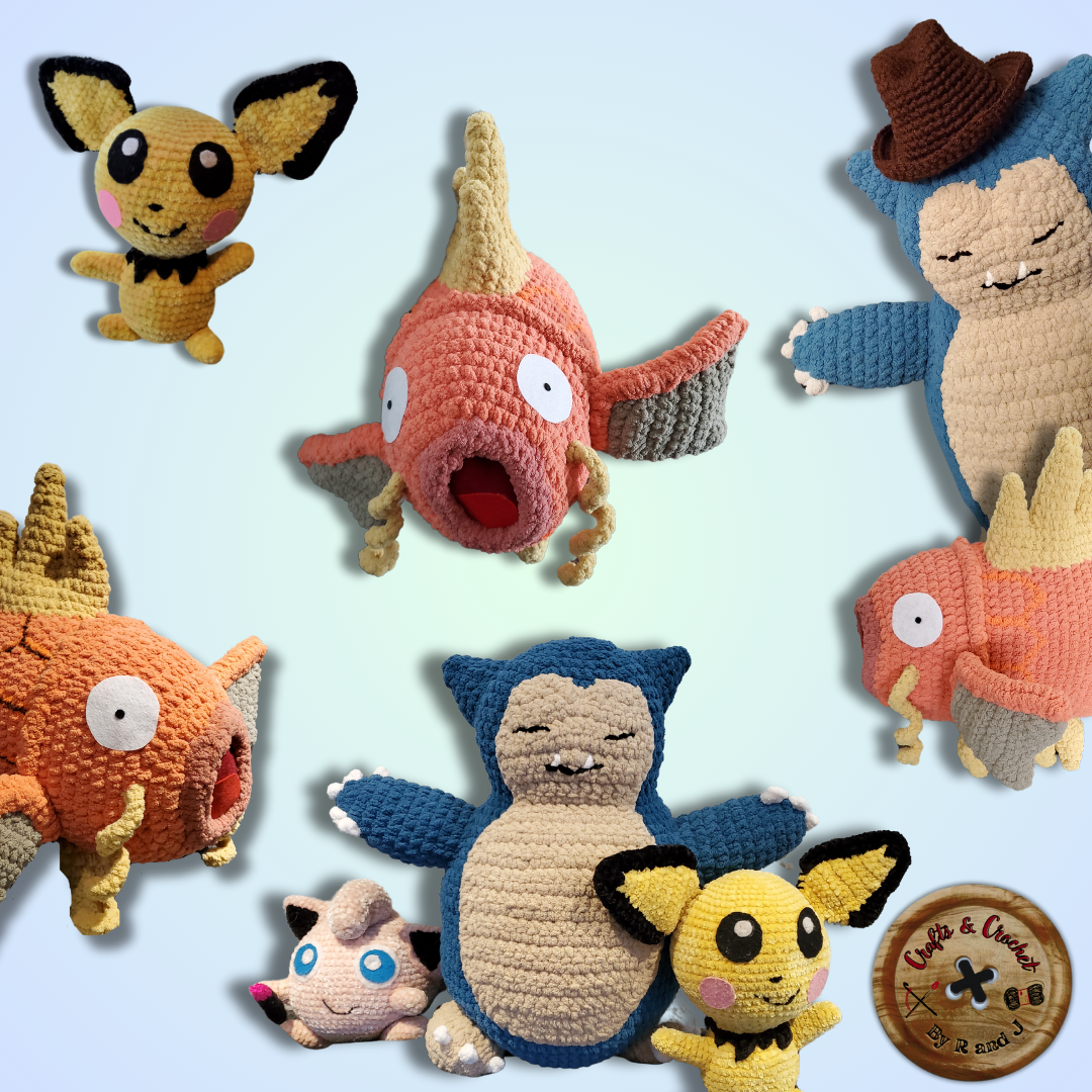 Custom crochet character plushes