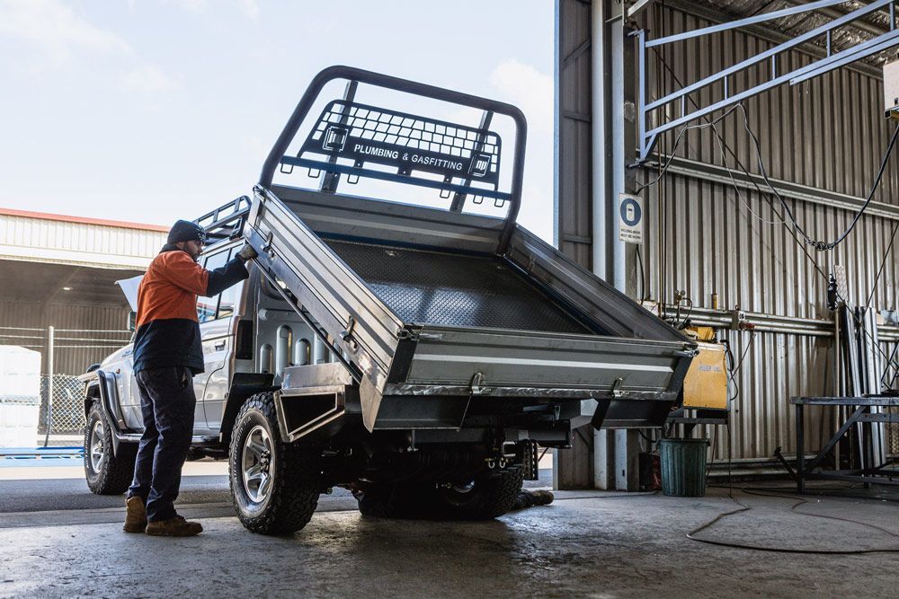 Steel Ute Tray Inside Garage — Welding Works in Lightning Ridge, NSW