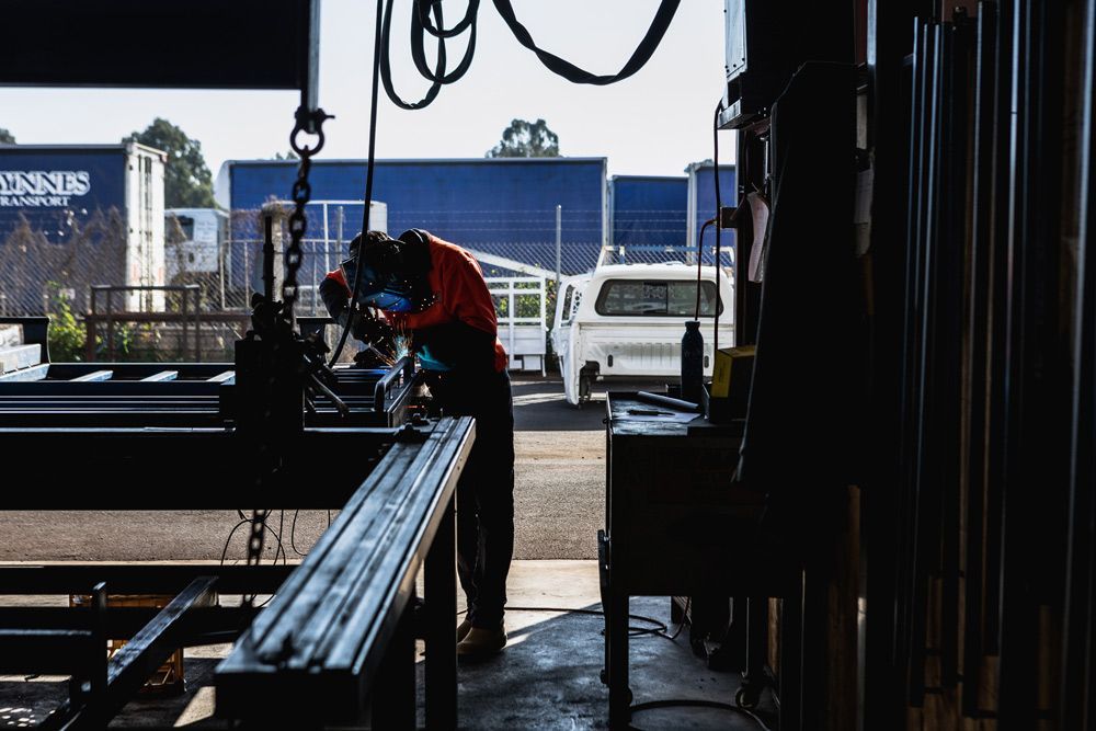Welding Of Steel Ute Tray In Progress — Welding Works in Orange, NSW