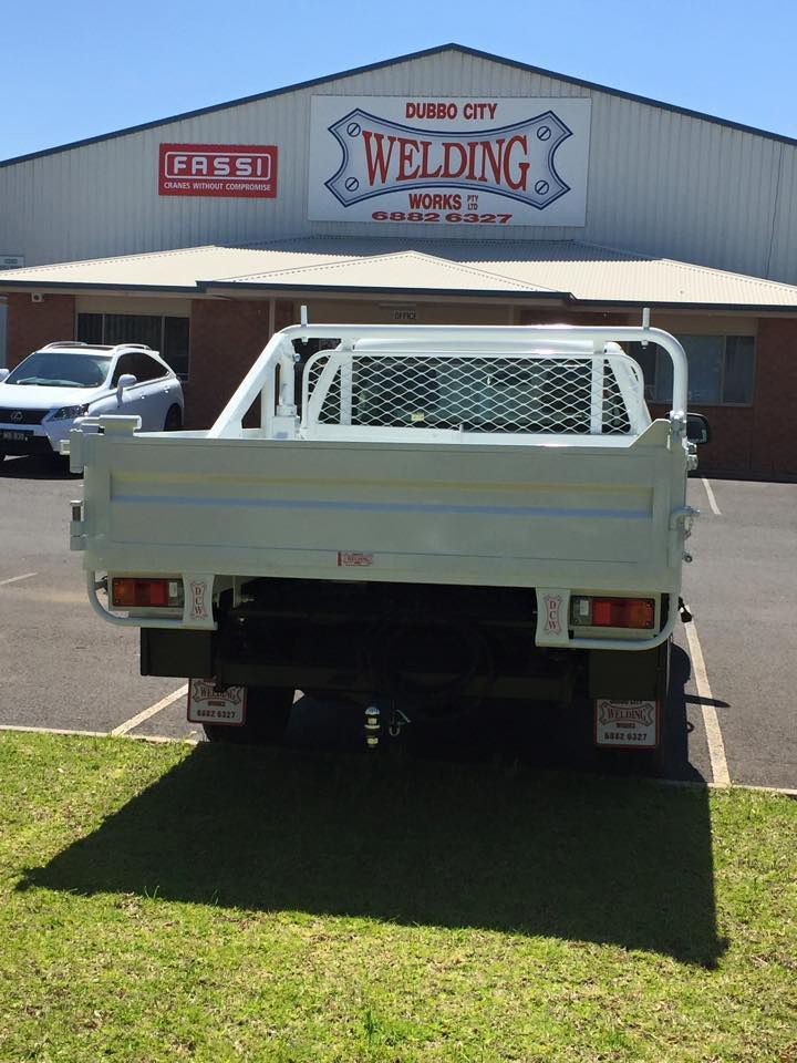 White Ute Parked Outside The Workshop — Welding Works in Forbes, NSW
