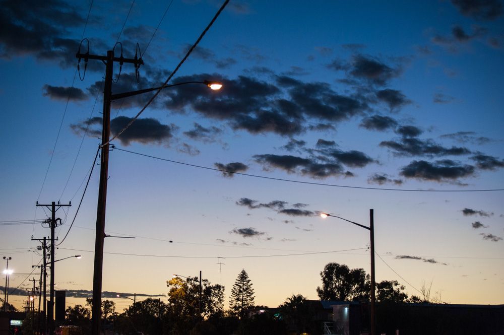 Sunrise Over Town — Welding Works in Lightning Ridge, NSW