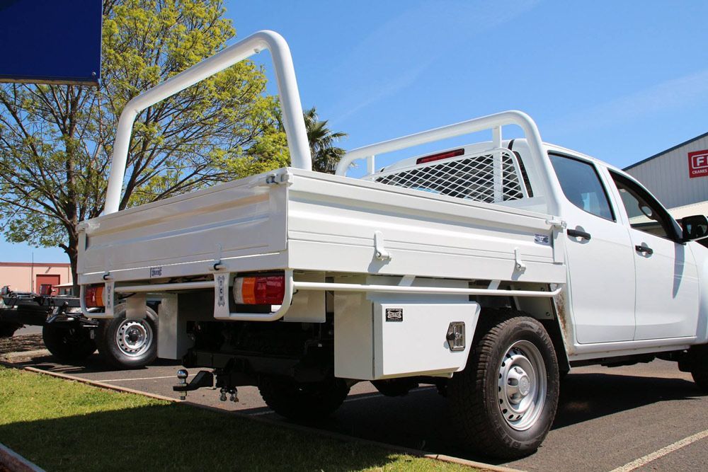 White Tapered Toolbox And Steel Ute Tray — Welding Works in Condobolin, NSW
