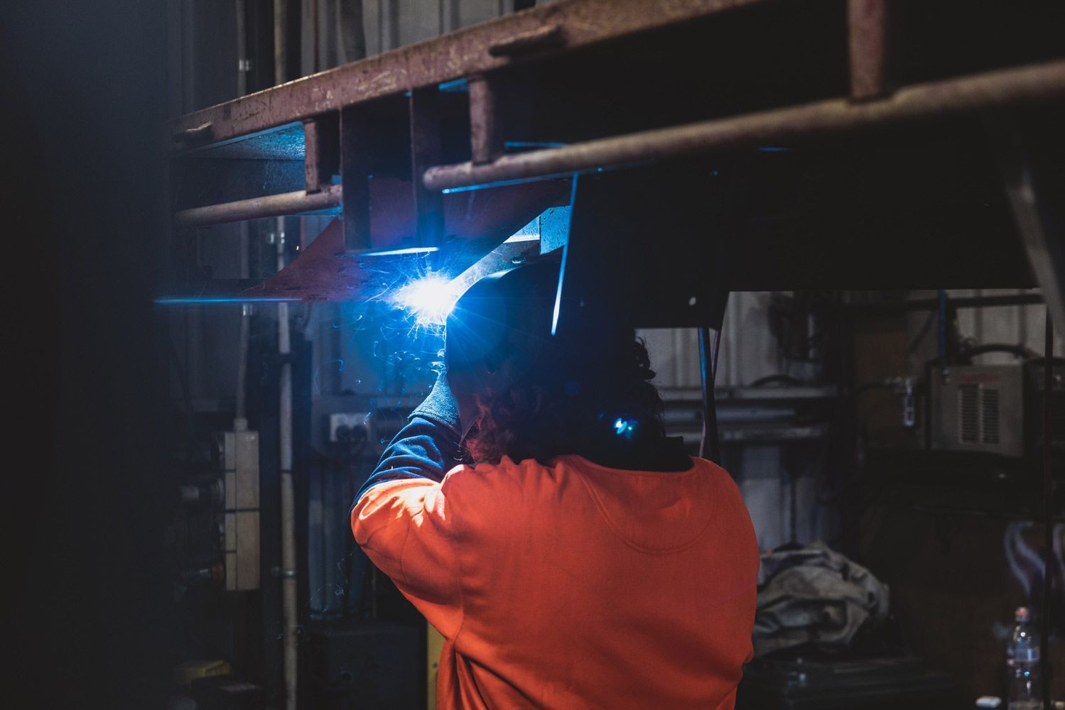 Welding In Progress Of Steel Tray — Welding Works in Dubbo, NSW
