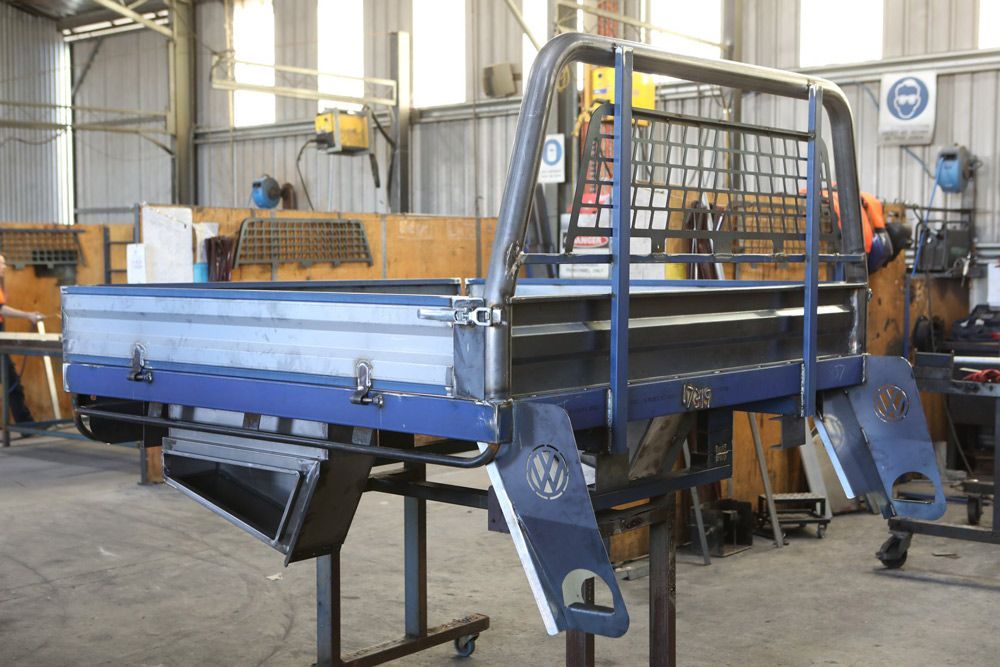 Volkswagen Steel Ute Tray In Garage — Welding Works in Orange, NSW