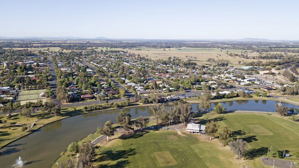 View Of The Town And Lake — Welding Works in Forbes, NSW
