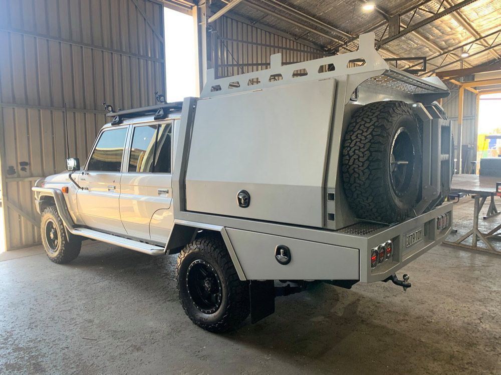 Custom Grey Alloy Canopy Of A Work Vehicle — Welding Works in Bathurst, NSW