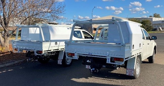 White Utility Vehicle With Rack — Welding Works in Dubbo, NSW