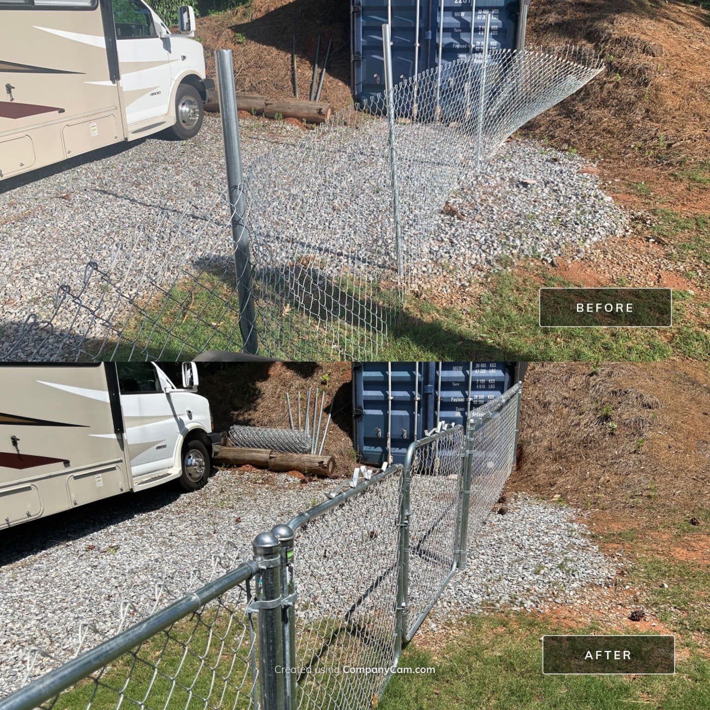 Before and After Chained Fence – Columbus, GA – All Veteran Renovators