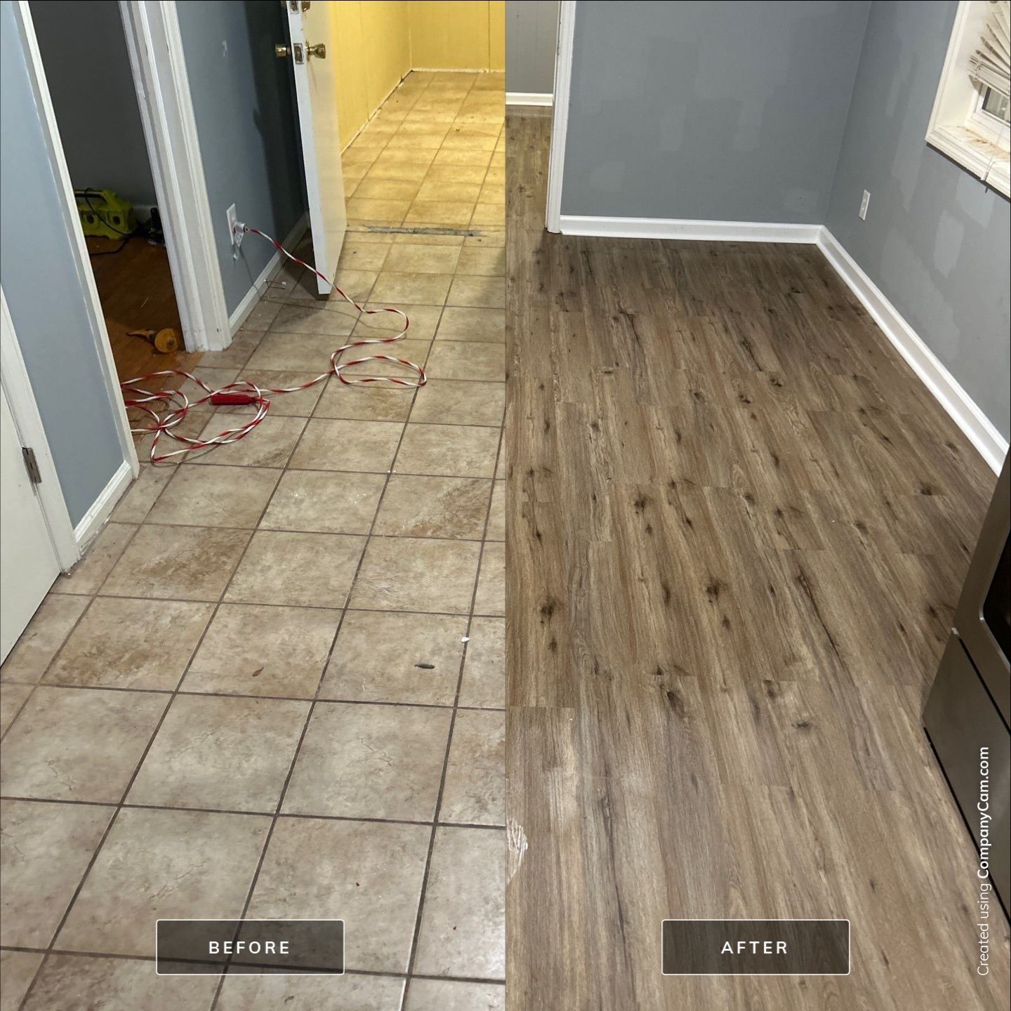 Before and After of a Tile Floor and a Wood Floor – Columbus, GA – All Veteran Renovators