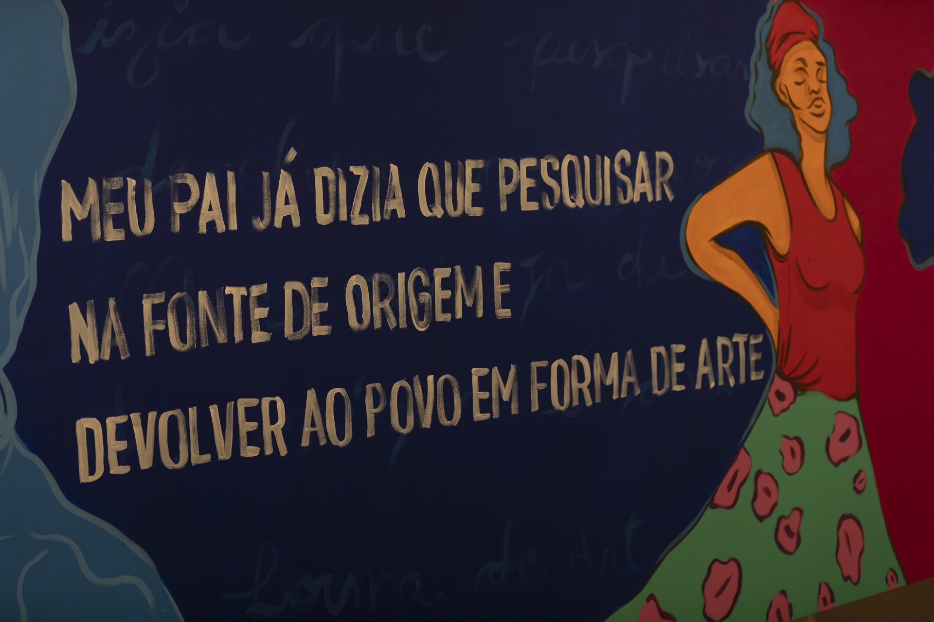 A drawing of a woman with the words meu pai ja dizia que pesquisar on it