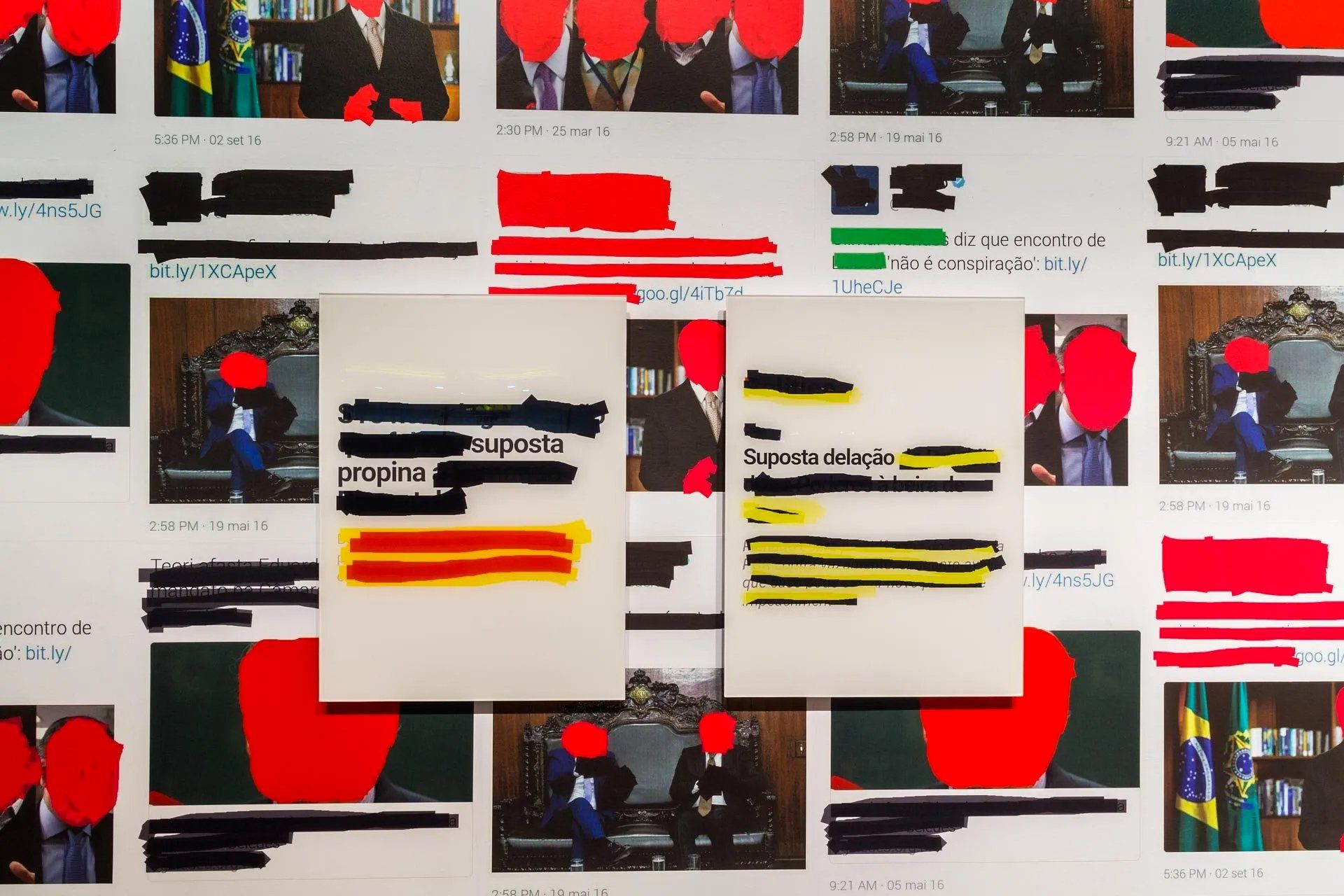 Uma colagem de fotos com um círculo vermelho no meio