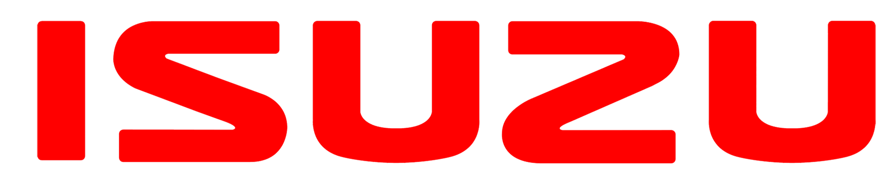 A red isuzu logo on a white background.