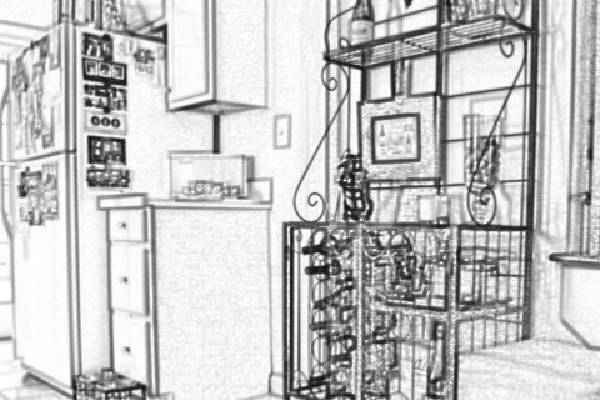 sketch of rented home kitchen