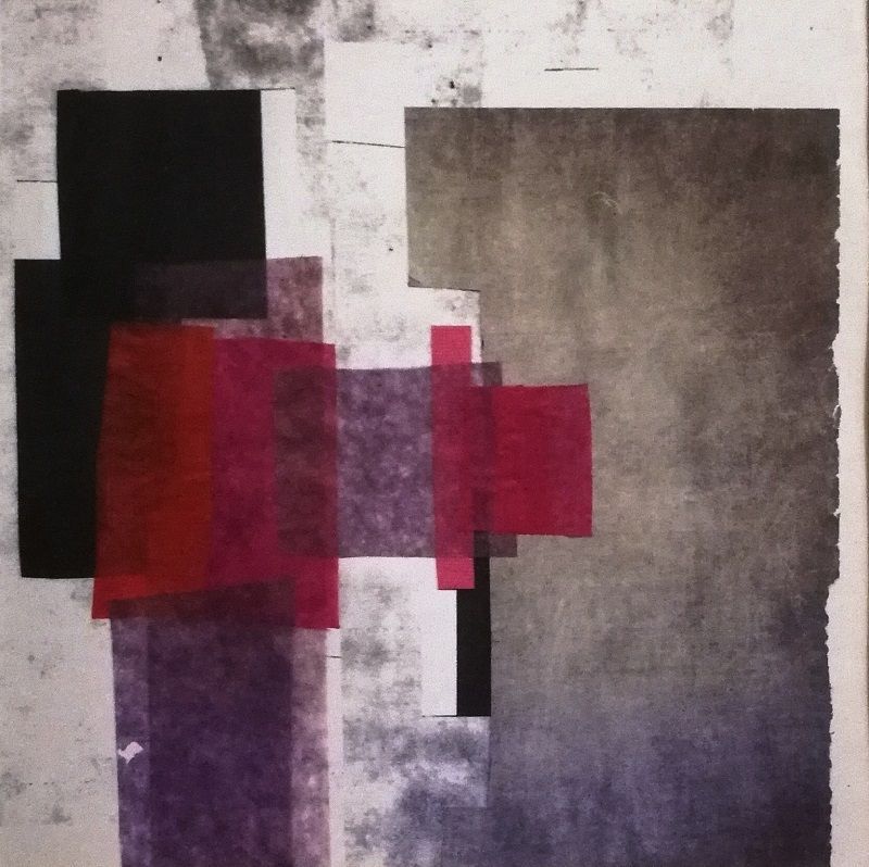 Un cuadro con un cuadrado rojo en el medio.