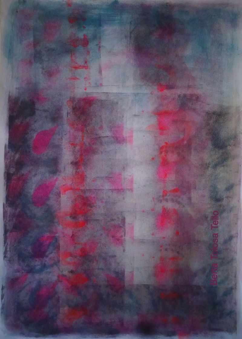 Un primer plano de una pintura colorida en un trozo de papel.