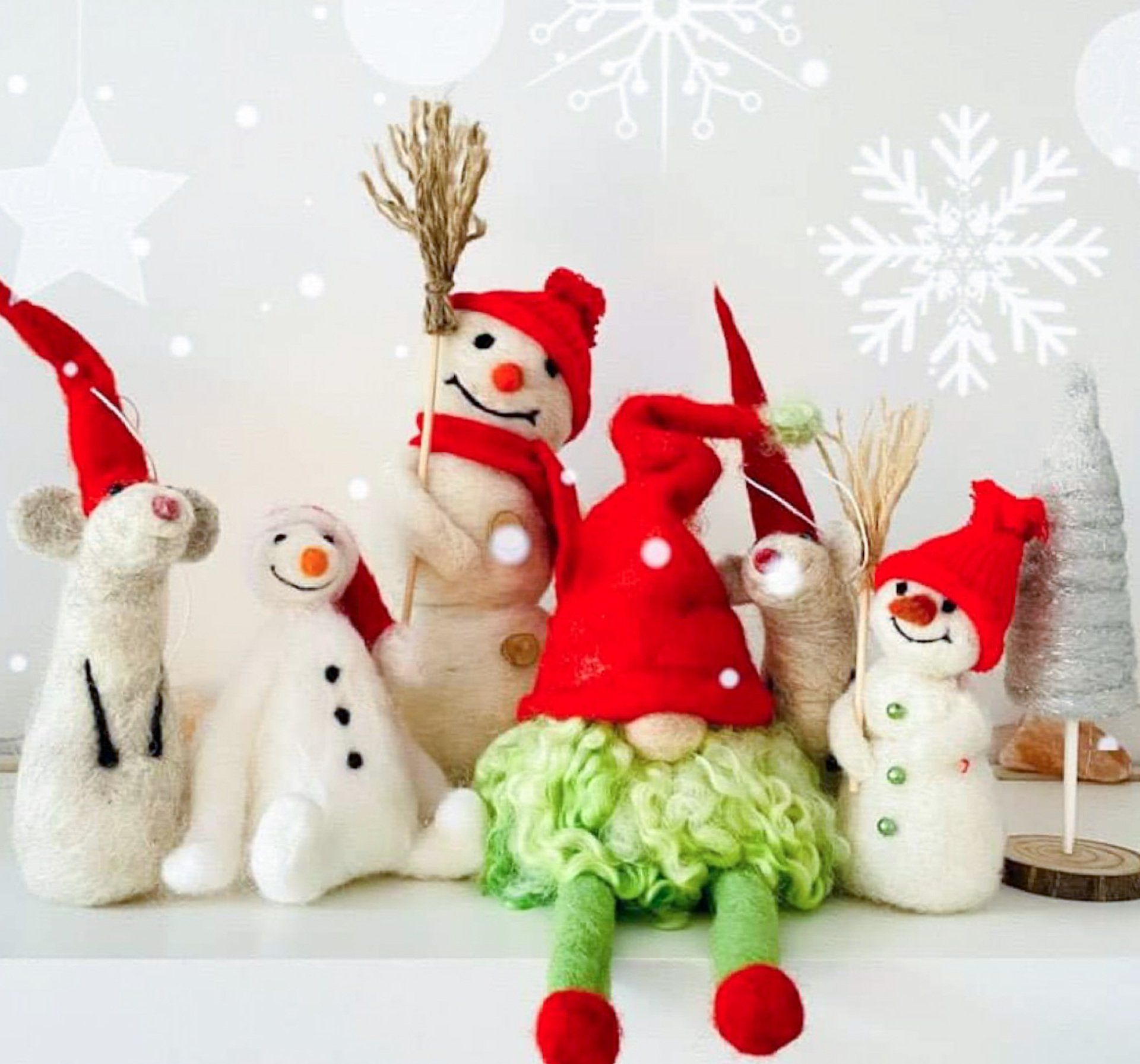 Christmas felt characters snowmen & gonk julenisse