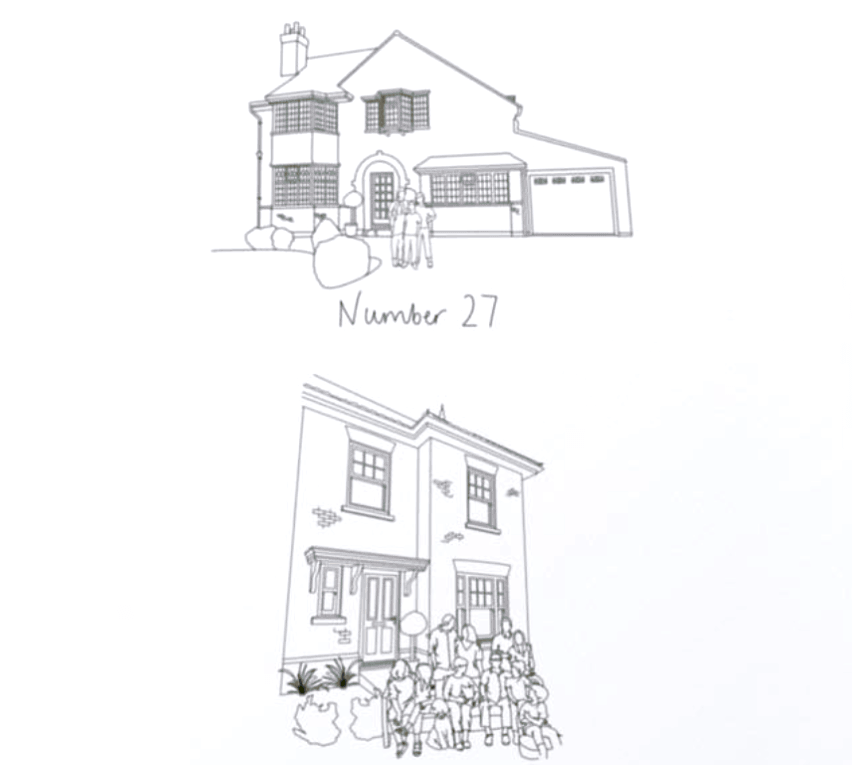 2 illustrations of houses