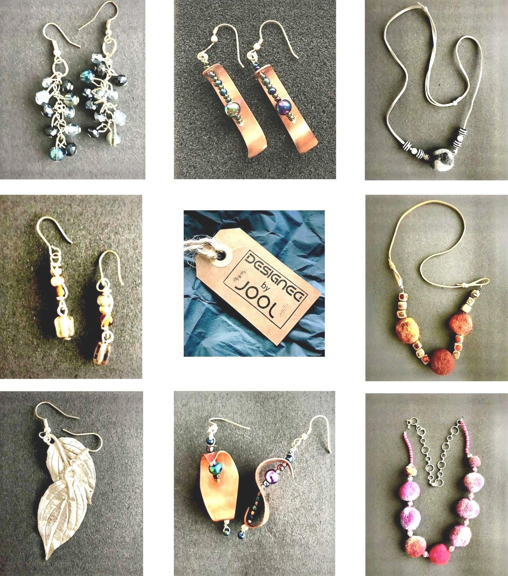 Jewellery in a display case