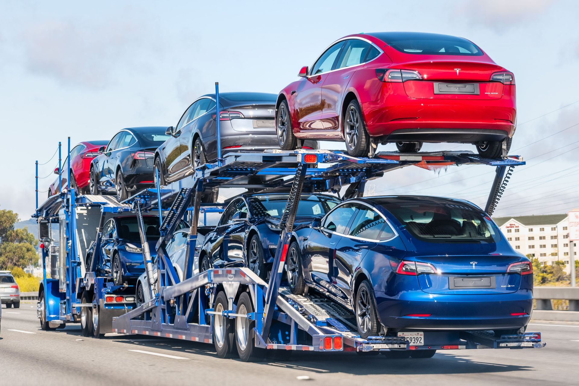 vehicles being transported