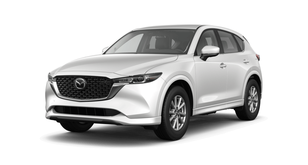 A white mazda cx-5 is shown on a white background.