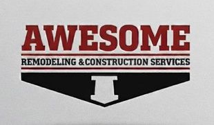 Logo for "Awesome Remodeling & Construction Services" in red and black, with a downward-pointing arrow.