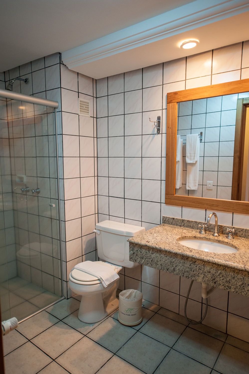 um banheiro com vaso sanitário, pia e espelho