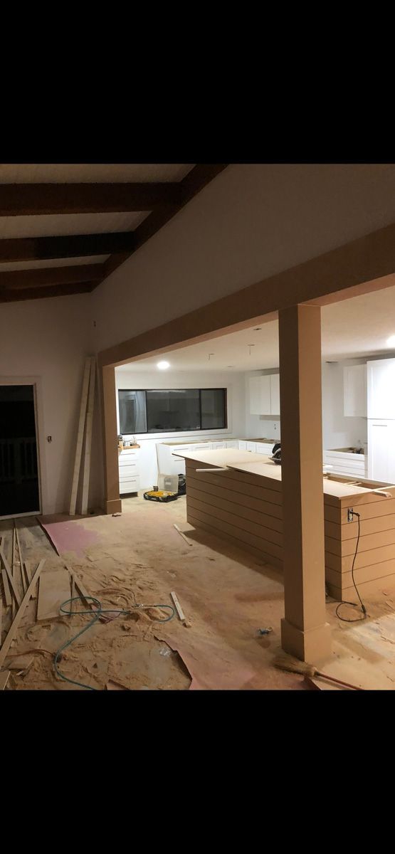 A kitchen is being remodeled in a house.